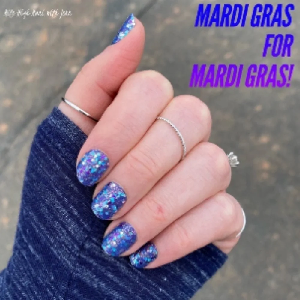 *Retired* Color Street: Mardi Gras | Blue Purple Teal Silver Glitter Party - Picture 6 of 15